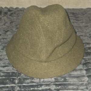 Burberry Olive Green Wool Fedora Hat